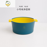 YICHENG北欧双层洗菜盆沥水篮 厨房洗水果盘客厅多功能家用多用淘菜筐 小号纯净蓝