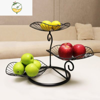 YICHENG轻奢风三层水果盘2021新款创意现代客厅家用简易茶几网红高端果篮 三层荷叶款黑色
