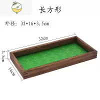 YICHENG复古海棠玻璃托盘家用放茶杯茶具长方形木质小茶盘杯子收纳水果盘 长方形海棠托盘