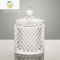 YICHENG浴室化妆棉收纳盒棉签筒梳妆台桌面粉扑首饰品玻璃收纳罐ins北欧饰品盒