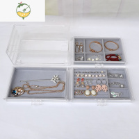 YICHENG三抽化妆品收纳盒首饰项链整理盒耳环戒指展示架绒布托盘储物盒饰品盒