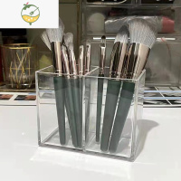 YICHENG化妆刷收纳桶透明亚克力笔刷筒桌面粉刷口红化妆品整理盒宿舍收纳饰品盒