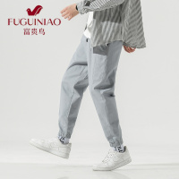 富贵鸟(FUGUINIAO)裤子男韩版潮流春秋季新款潮牌束脚裤男士修身小脚休闲工装裤