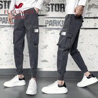 富贵鸟(FUGUINIAO)网红牛仔裤男韩版潮牌修身束脚工装裤男士休闲百搭长裤秋季小脚裤