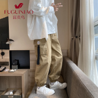 富贵鸟(FUGUINIAO)春秋季工装裤男士潮牌ins宽松束脚休闲长裤2021新款韩版潮流裤子