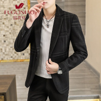 富贵鸟(FUGUINIAO)2021秋冬季新款男士呢子西服韩版修身帅气青年百搭休闲夹克男外套