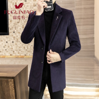 富贵鸟(FUGUINIAO)秋冬季大衣男士中长款风衣韩版休闲呢子外套潮流时尚冬装