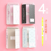 咔巴熊英语背环扣式随身便携记事本记忆积累可遮挡单词笔记本考研神器表格英文日语四级生词记录小本子 另种缤纷（4本装）送荧光