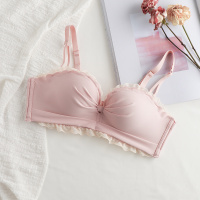 少女内衣小胸聚拢甜美日系文胸套装女无钢圈上托防下垂调整型胸罩 粉色【单文胸】 70/32A