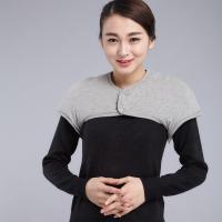 秋冬季全棉加厚保暖护肩中老年睡觉防寒坎肩新妈妈坐月子披肩衣 浅灰色 S 95斤以下