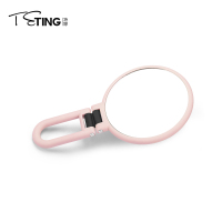 桌面化妆镜子台式折叠双面10-15倍化妆放大镜子 挂钩移动支架 粉红色10倍放大镜