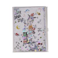 爱记 A6本梦幻少女心独角兽火烈鸟手账本 迷你随身学生文具PVC入油流沙亮片笔记本 入油胶套本子A5 大笨驴