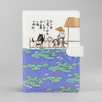 32k带扣皮面手帐本彩页插画空白手绘速写本创意小清新随身便携厚A6学生笔记本子文具韩国可爱少女日记记事本 32K开运猫-