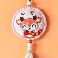 平安符刺绣手工diy材料包车挂饰随身荷包绣品平安福香囊送男友 [粉鹿平安]需手绣+视屏教程 无绣绷