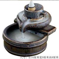 家用倒流香炉陶瓷熏香炉茶道家居禅意茶宠摆件 石磨[铁锈釉] 约30粒倒流香