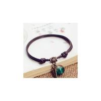 驱蚊神器随身携带大人脚环全国防水夜光驱蚊手环防蚊手链脚链 咖啡绳叶子渐变孔绿色(不发光)-Q