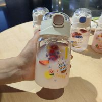 水杯女夏天用可爱耐高温防爆高颜值学生韩版带吸管杯子玻璃透明 #今天要加油鸭【350ml】 送贴纸 #单杯