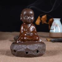 天天特价陶瓷盘香炉许愿小僧禅坐小僧香熏炉沉香檀香炉茶道香 复古朱红