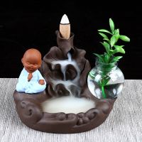 香炉倒流创意紫砂倒流香炉家居室檀香沉香香插香薰炉茶道装饰摆件 于水莲仙境禅思