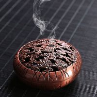 合金家用香炉大小号盘香炉熏香蚊香炉檀香盒沉香塔香厕所除味驱蚊 小合金炉红+防火棉+香插不能点蚊香 单炉