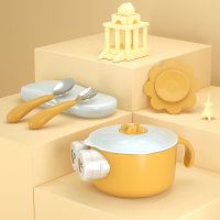 儿童餐具套装不锈钢注水保温碗吸盘碗儿童碗勺叉防摔防烫吃饭套装 柠檬黄(五件套)