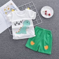 宝宝夏装新款婴儿衣服女儿童两件套幼儿夏季0-4岁5女童套装夏 短袖恐龙 73码5-10个月(14-17斤)