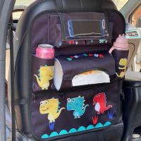 汽车座椅后背收纳袋车载儿童婴儿挂袋折叠桌多功能置物椅背储物袋 普通款-黑色小恐龙
