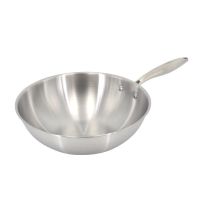 德国无油烟不粘锅304不锈钢炒锅家用无涂层炒菜锅电磁炉燃气适用 30厘米无耳 胶柄多层钢（单锅）（食品级）