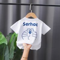 2021新款男童装夏装套装1一3岁洋气婴幼儿童夏季宝宝背带裤两件套 白色-铃铛猫短袖 73