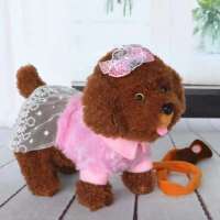 玩具狗儿童玩具电动毛绒泰迪小狗会走路唱歌仿真机器狗男孩小女孩 一首歌曲三节电池普通老款（颜色随机） 120首歌曲+电池款