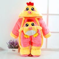 新生儿连体衣服婴儿加厚加绒棉服宝宝哈衣秋冬季外出服抱被0-1岁 愤怒的小鸟连体衣西红色 66