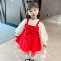2021女童装春装连衣裙公主裙韩版儿童时髦裙子夏季宝宝洋气套装裙 俏皮红 80