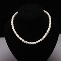 欧美气质四叶草手链项链耳钉三件套百搭项链学生手环耳环锁骨链女 仿珍珠项链 默认