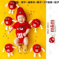百天照女宝宝拍照服装 满月百日照拍摄道具 婴儿百天摄影主题衣服 黄色m豆 出租(1-5个月)需拍压金