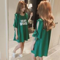 春夏孕妇装长裙哺乳衣宽松短袖连衣裙外出上衣月子服喂奶装孕妇裙 118绿色 M