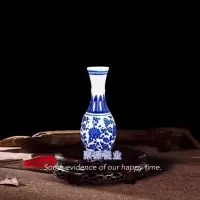 景德镇新品青花瓷花瓶摆件插花博古架小号葫芦仿古工艺陶瓷花瓶 小号净瓶
