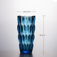 创意厚重花瓶玻璃透明水养客厅摆件鲜花插北欧简约富贵竹干花花瓶 冰川-谧之蓝 25CM