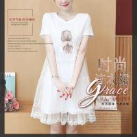 2021夏季新款韩版宽松大码显瘦甜美超仙洋气遮肉胖mm网纱连衣裙女 白色 S 85-100