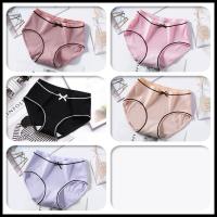 10条装日系女士内裤女学生韩版螺纹中腰少女性感可爱大码裤头 5条装:豆+粉+黑+肤+紫 M [75-100斤]