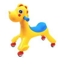 新款儿童扭扭车1-3岁男女宝宝溜溜车万向轮妞妞滑行摇摆车子玩具 音乐黄色独角兽送牵引绳