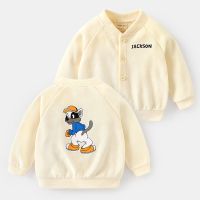 右欧男童棒球服开衫外套春装春秋款秋装上衣童装儿宝宝秋季小童 米白色 110CM