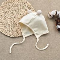 婴儿帽子春秋胎帽新生婴幼儿可爱超萌男女宝宝护耳帽儿童球球帽子 奶白（基础款） 帽围40CM（建议0-5个月）