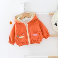 女童外套春秋装2021新款女宝宝秋季洋气夹克1-5岁儿童韩版风衣潮4 桔红色 女大狮子连帽外套 59