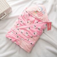 婴儿抱被春秋冬季新生儿包被加绒加厚刚出生宝宝抱毯春夏款裹被 粉宝宝绒蜜蜂(春夏双层)长宽90厘米