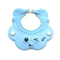 宝宝洗头神器儿童洗发帽婴儿洗澡帽子小孩硅胶浴帽防水护耳可调节 小猫款 0-6岁 蓝色(收藏送扣子)