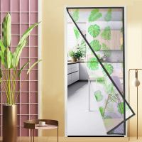 魔术贴防蚊门帘加密蚊帐纱门帘夏季防蝇纱窗家用隔断免打孔通风 印花网纱门帘/大树叶 宽80高200cm