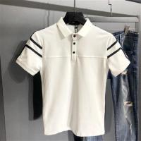 男士POLO衫夏季2021新款英伦商务休闲百搭短袖T恤轻熟风男装上衣 白色[拼接 POLO-短袖] S [75-85斤左