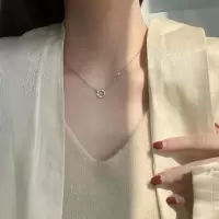 圆环微钻项链女ins不掉色轻奢小众温柔锁骨链高级感简约闺蜜刻字 圆环镶钻项链[银色] 密封袋简装