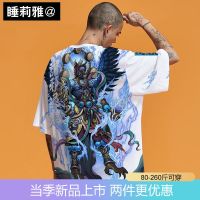 国潮2021新款学生韩板ins加肥加大码宽松胖子男装t恤白色体恤男土 [黑色-雷神] [S码65斤-80斤]