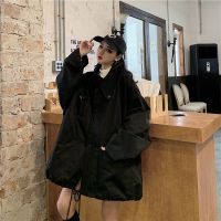 2021春秋新款百搭ins潮外套棒球服女学生刺绣宽松大码圆领夹克衫 5233黑色 3XL 建议170-200斤